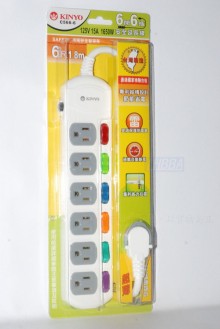 6開6插安全延長線6呎C566-6