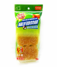 餐具海綿菜瓜布3片裝補充包百利菜瓜布隨手掛架組-