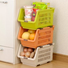 可疊放附滑輪蔬果收納籃 綠色 耐重10kg