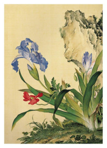 清 郎世寧 仙萼長春 虞美人蝴蝶花拼圖108片
