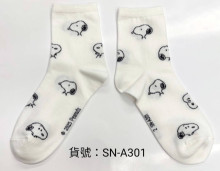 史努比少女襪-滿版白 22-26