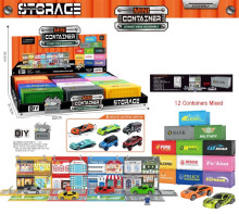 (盲盒)迷你貨櫃集裝箱合金車場景組12p*18=216P