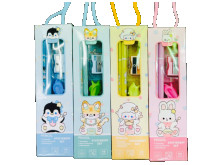 12入8四色動物握筆器5品文具組40P