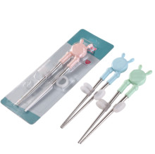 180082不鏽鋼兒童學習筷混色